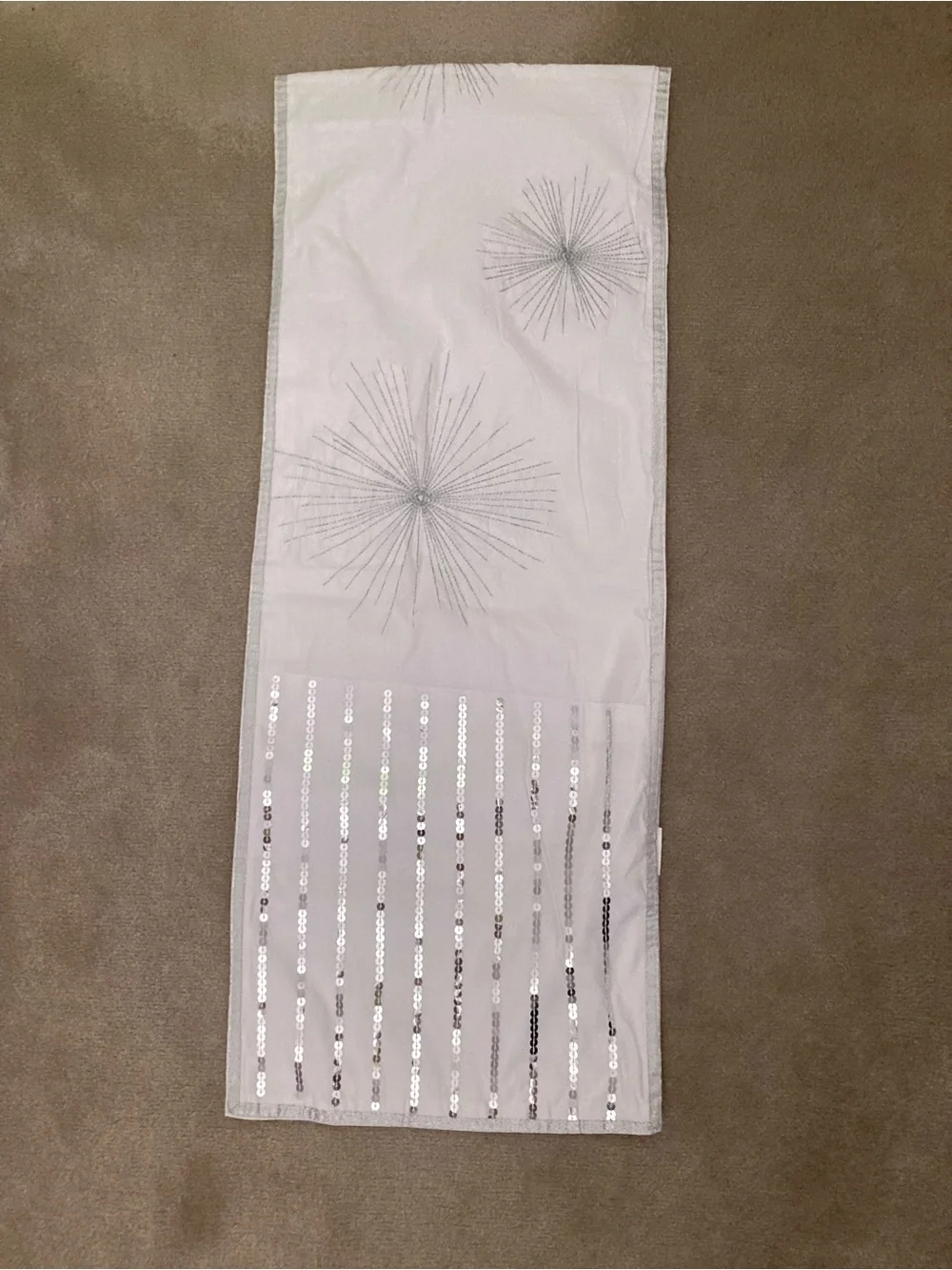 Pier 1 White Table Runner with Sequin Accent